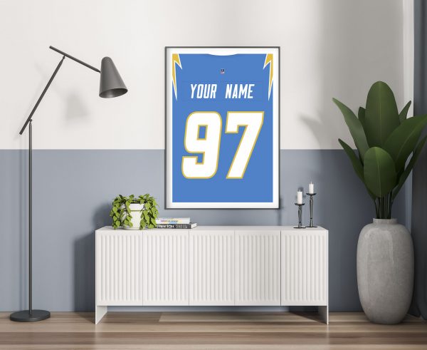 Custom LA Chargers Jersey Poster Print