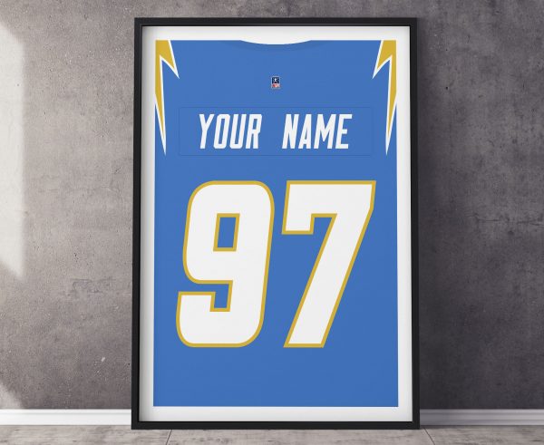 Custom LA Chargers Jersey Poster Print