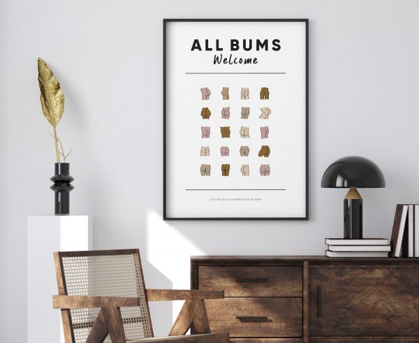 All Bums Welcome Funny Bathroom Print